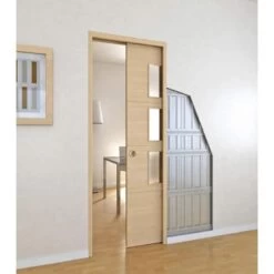 Système Coulissant Intégré CONFORT En Kit Poignée Laiton Et Serrure -Décor Soldes 201412980