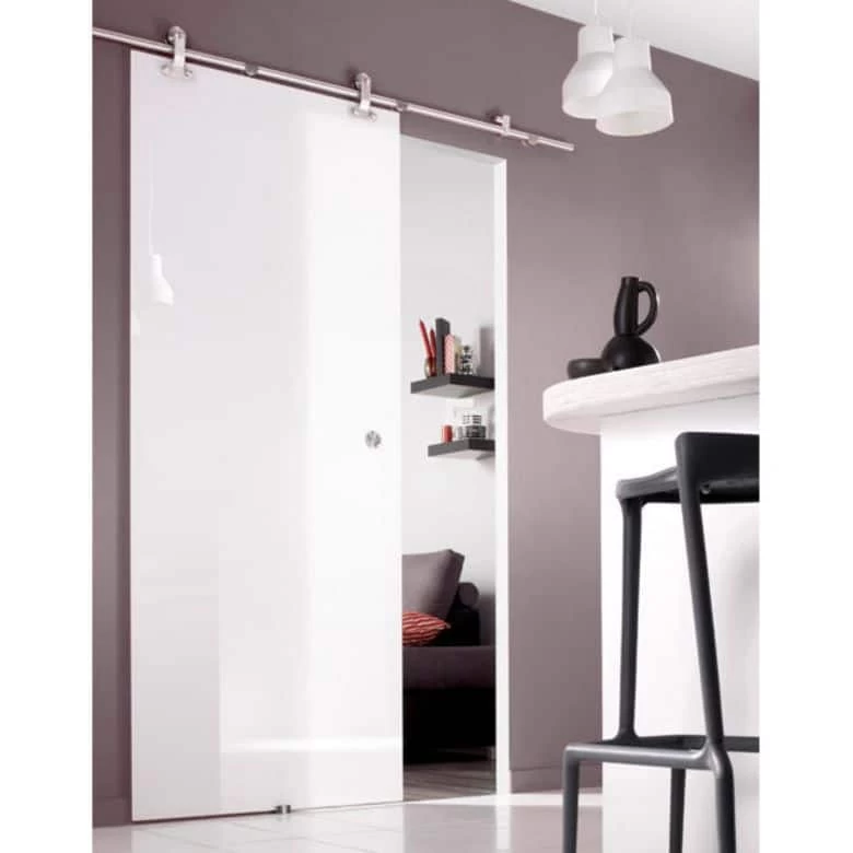 Porte Coulissante Verre PURETE Blanc Brillant 4 Porte Coulissante Verre PURETE Blanc Brillant – Image 2