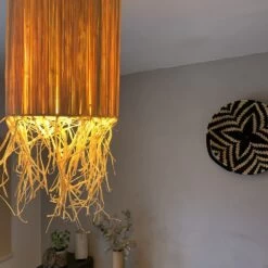 Abat Jour Pour Lampe En Raphia Fait Main - Hauteur 30 Cm -Décor Soldes abat jour luminaire en raphia 30 cm 2