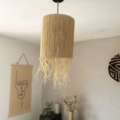 Abat Jour Pour Lampe En Raphia Fait Main - Hauteur 30 Cm