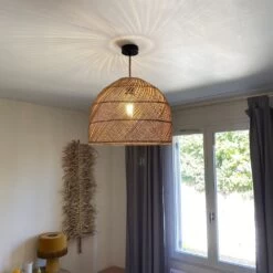 Abat Jour Pour Luminaire En Rotin Naturel Forme Dôme - Naturel -Décor Soldes abat jour luminaire en rotin naturel forme dome 3
