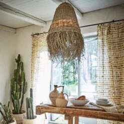 Abat Jour Pour Luminaire Avec Franges Modèle Nesta En Jacinthe D'eau