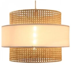 Abat-jour Pour Suspension Cannage Et Blanc "Mary" 50 Cm - 3 Cercles