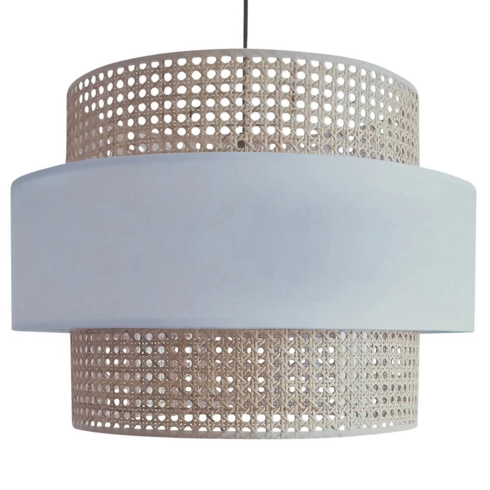 Abat-jour Pour Suspension Cannage Et Blanc "Mary" 50 Cm - 3 Cercles 6 Abat-jour Pour Suspension Cannage Et Blanc "Mary" 50 Cm - 3 Cercles – Image 4