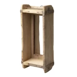 Ancien Moule à Brique En Bois Ancien Patiné Avec Miroir Pour Rangement -Décor Soldes ancien moule a brique bois ancien patine 3