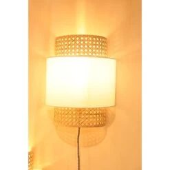Applique Luminaire En Cannage Avec Abat-jour Tissu Blanc 7 Applique Luminaire En Cannage Avec Abat-jour Tissu Blanc -Décor Soldes applique luminaire cannage tissu taupe 2