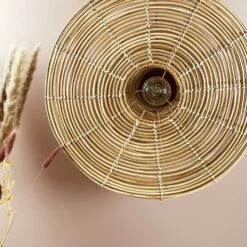 Applique Murale En Rotin Naturel Ronde D48cm - électrifiée -Décor Soldes applique murale en rotin naturel ronde d48cm electrifiee 2