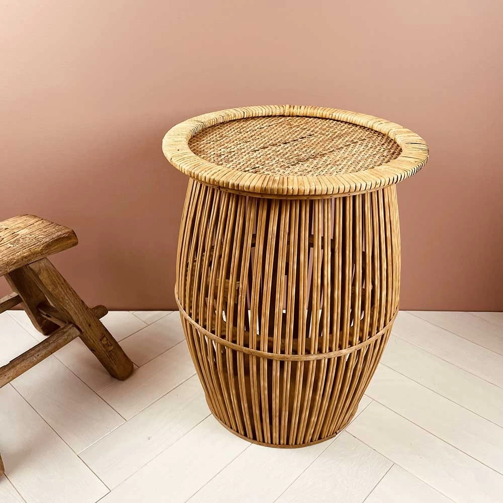 Bout De Canapé Ou Table De Chevet En Bambou Et Rotin Coloris Foncé 4 Bout De Canapé Ou Table De Chevet En Bambou Et Rotin Coloris Foncé – Image 2