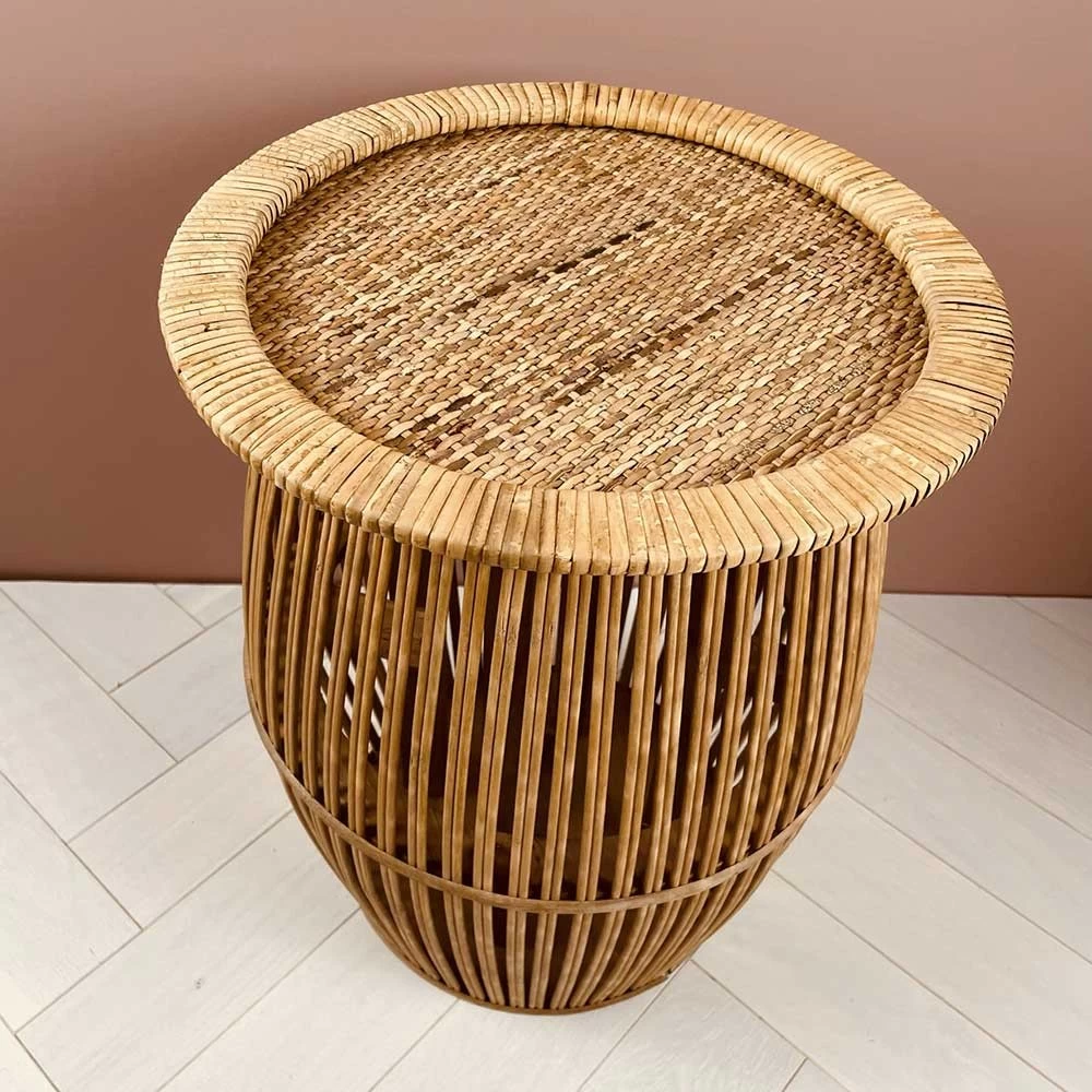 Bout De Canapé Ou Table De Chevet En Bambou Et Rotin Coloris Foncé 5 Bout De Canapé Ou Table De Chevet En Bambou Et Rotin Coloris Foncé – Image 3