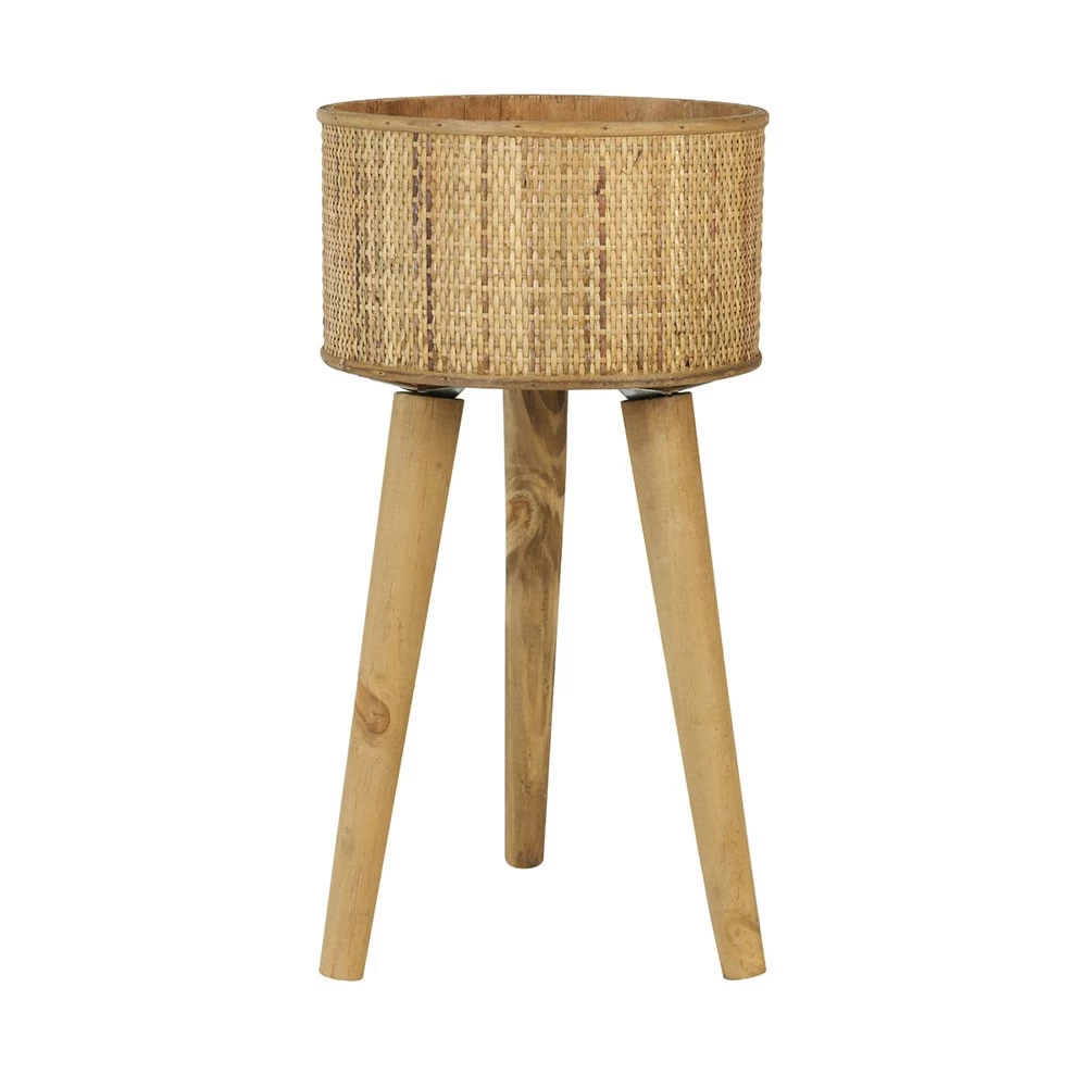 Cache-Pot De Fleurs "Canya" En Rotin Tressé Sur Pieds Bois Naturel 5 Cache-Pot De Fleurs "Canya" En Rotin Tressé Sur Pieds Bois Naturel – Image 3