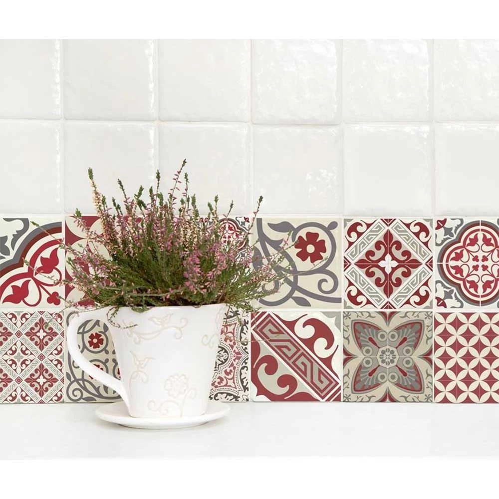 Crédence Adhésive Beija Flor E5 Rouge - Blanc - Noir 4 Crédence Adhésive Beija Flor E5 Rouge - Blanc - Noir – Image 2