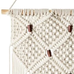 Déco Murale Macramé écru Et Perle De Bois -Décor Soldes deco murale macrame ecru et perle de bois 2