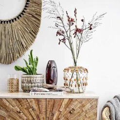 Décoration Murale Collier En Herbes Mendong Pour Accrocher Noir / Naturel -Décor Soldes decoration murale collier herbes mendong 3