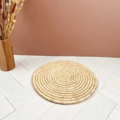 Dessous De Plat Artisanat Berbère Rond En Raphia -Décor Soldes dessous de plat berbere rond en raphia 3