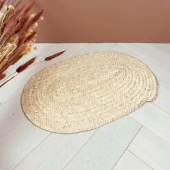 Dessous De Plat Ou Centre De Table Ovale Artisanat Berbère En Palmier -Décor Soldes dessous de plat ovale en palmier 2