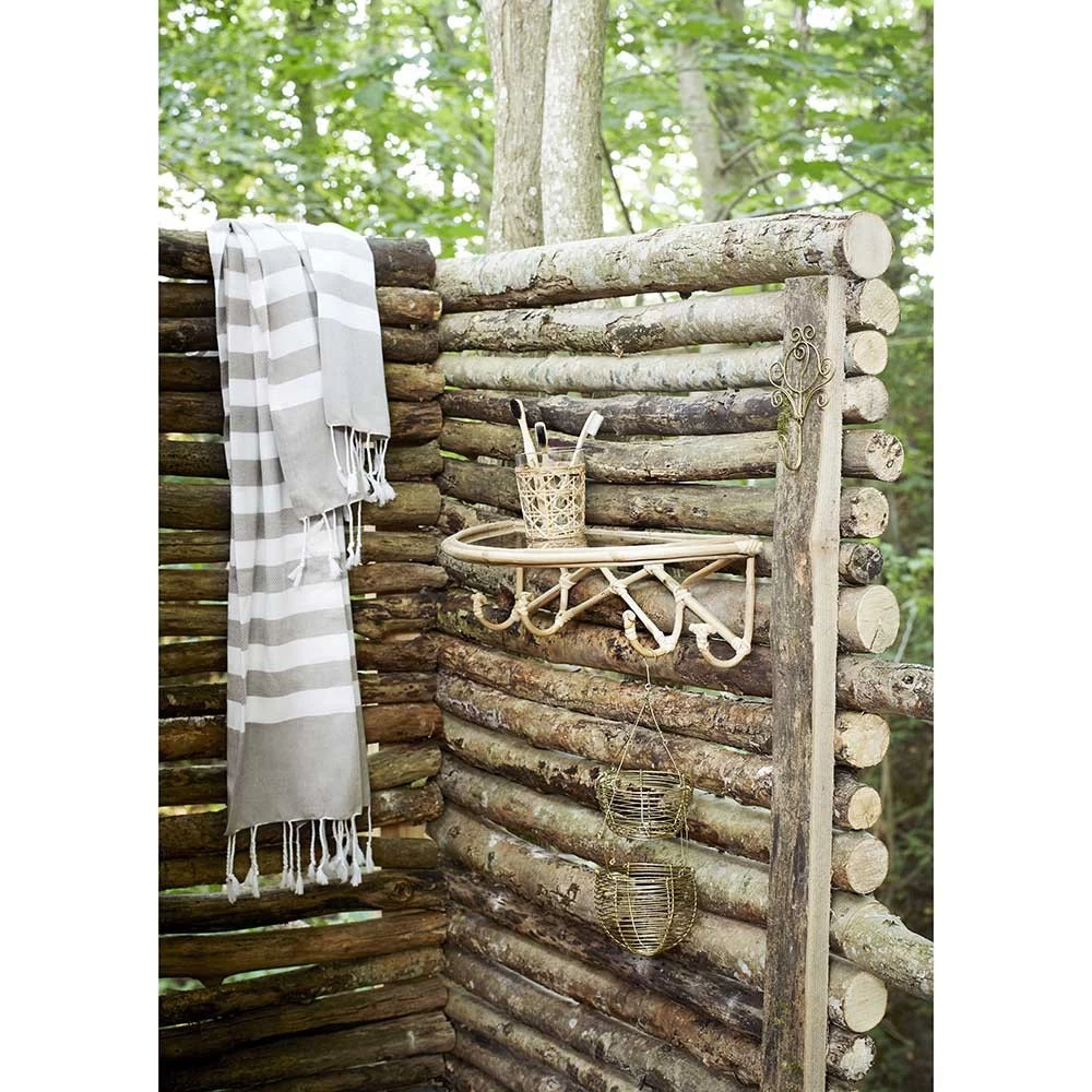 Etagère Murale Naturelle En Bambou Avec Tablette En Verre Et 4 Crochets 4 Etagère Murale Naturelle En Bambou Avec Tablette En Verre Et 4 Crochets – Image 2