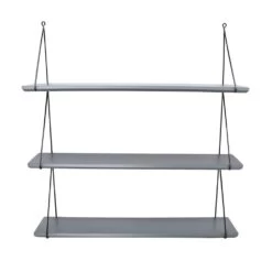 Etagère Murale Avec 3 Tablettes Gris Ciment Et Structure Métal Noir BABOU