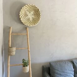 Grand Plateau Berbère L Blanc écru Rond Fait à La Main -Décor Soldes grand plateau berbere blanc ecru rond fait main 1