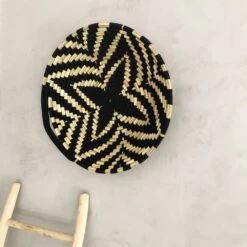 Grand Plateau Berbère L Noir Rond Fait à La Main -Décor Soldes grand plateau noir rond 1