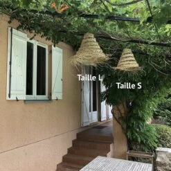 Abat-jour En Paille Alfa Ajouré Pour Lustre Fait Au Maroc XL Doum -Décor Soldes grande suspension doum ajouree 6