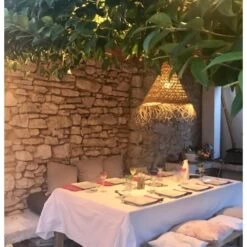 Abat-jour Pour Suspension Naturelle XL Doum Fibres Alfa Tressées -Décor Soldes grande suspension fibres de palmier 3