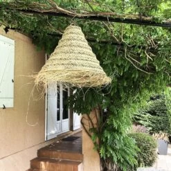 Abat-jour Pour Suspension Naturelle XL Doum Fibres Alfa Tressées -Décor Soldes grande suspension fibres de palmier 4