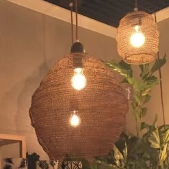 Grande Suspension Maille Métallique En Gaze Métal -Décor Soldes grande suspension maille metallique marron 3