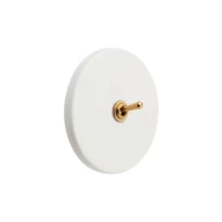 Interrupteur Blanc Et Doré - Laiton En Porcelaine De Limoges Rétro Chic