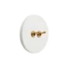Interrupteur Double Blanc Et Doré - Laiton En Porcelaine De Limoges Rétro Chic -Décor Soldes interrupteur double blanc et dore en porcelaine