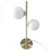 Lampe à Poser 2 Globes En Verre Blanc Et Base Métal Doré -Décor Soldes lampe a poser 2 globes verre blanc base metal dore