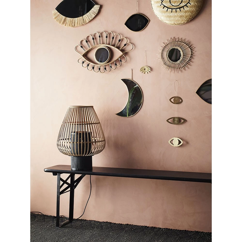 Lampe à Poser En Bambou Naturel Base Métal Noire - Madam Stoltz 4 Lampe à Poser En Bambou Naturel Base Métal Noire - Madam Stoltz – Image 2