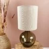 Lampe à Poser En Verre Coloris Vert Et Abat Jour Lin H38cm -Décor Soldes lampe a poser en verre coloris vert et abat jour lin h38cm
