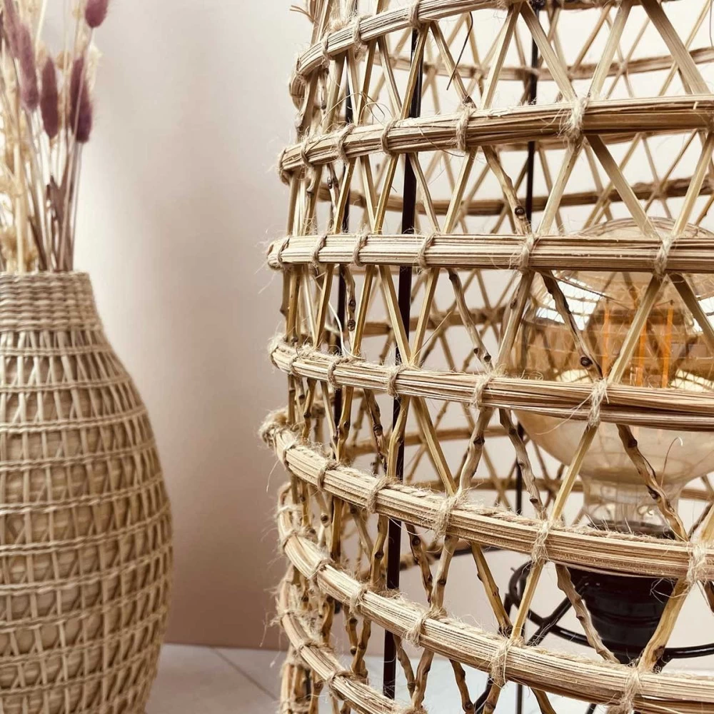 Lampe à Poser Naturelle En Bois De Palmier Dattier 6 Lampe à Poser Naturelle En Bois De Palmier Dattier – Image 4