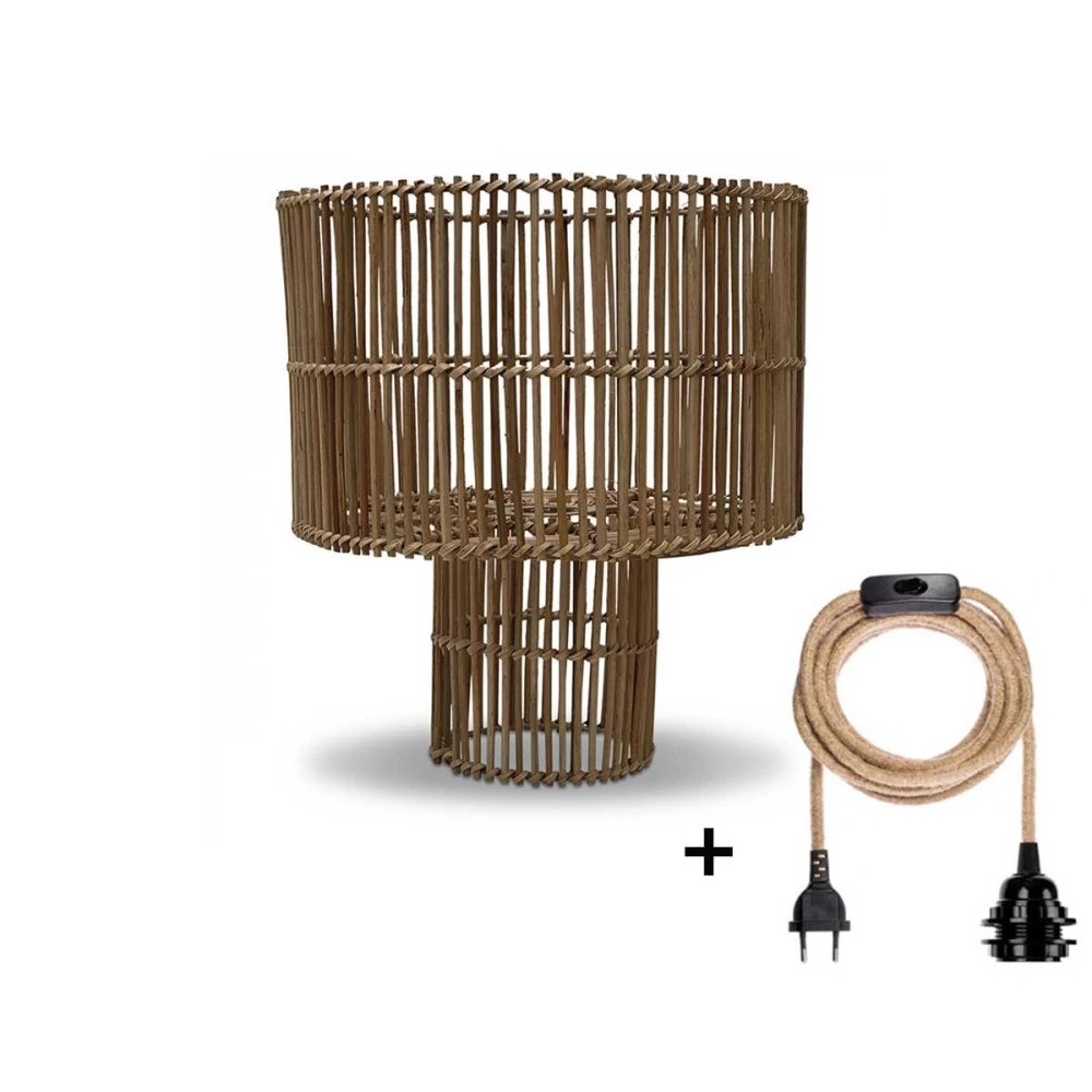 Lampe à Poser Naturelle En Rotin Marron 7 Lampe à Poser Naturelle En Rotin Marron – Image 5