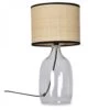 Lampe à Poser Avec Base En Verre Transparent Et Abat Jour Raphia 1 Lampe à Poser Avec Base En Verre Transparent Et Abat Jour Raphia -Décor Soldes lampe a poser verre transparent abat jour raphia