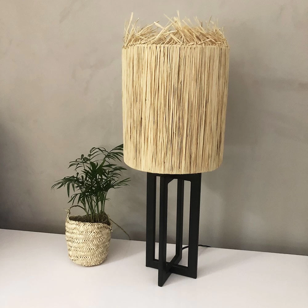 Lampe à Poser XL Avec Abat-jour En Raphia Fait Main - Hauteur 65 Cm 3 Lampe à Poser XL Avec Abat-jour En Raphia Fait Main - Hauteur 65 Cm