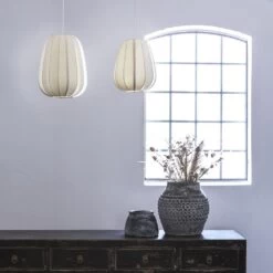 Lampe Shangaï Tissu écru Ou Lanterne Traditionnelle Chinoise - 2 Tailles