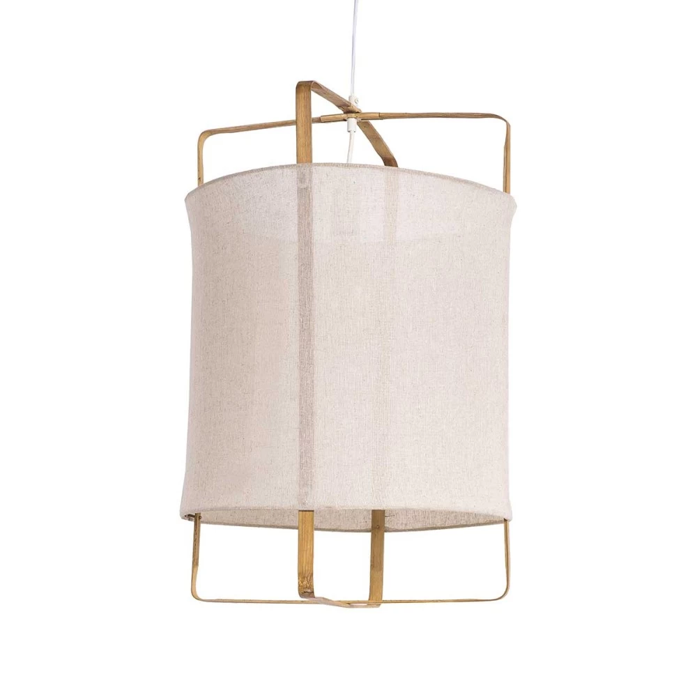 Lanterne Goa Suspendue Bambou Et Tissu Lin écru L 3 Lanterne Goa Suspendue Bambou Et Tissu Lin écru L