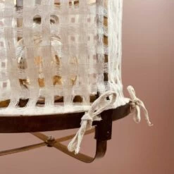 Lanterne Thaïlandaise Métal Et Soie Blanche Crème Ajouré M 9 Lanterne Thaïlandaise Métal Et Soie Blanche Crème Ajouré M -Décor Soldes lanterne thailandaise bambou lin blanc 1