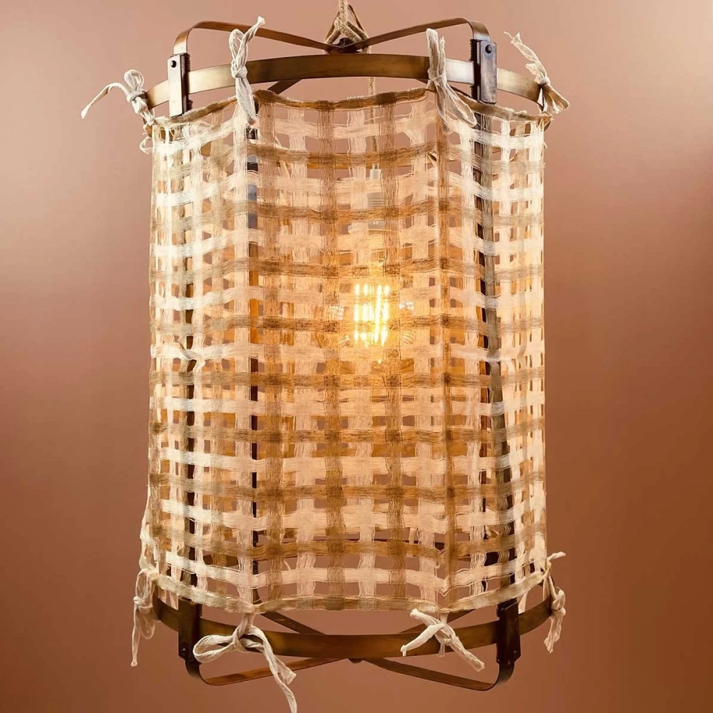 Lanterne Thaïlandaise Métal Et Tissu Ajouré Beige Et écru L 7 Lanterne Thaïlandaise Métal Et Tissu Ajouré Beige Et écru L – Image 5