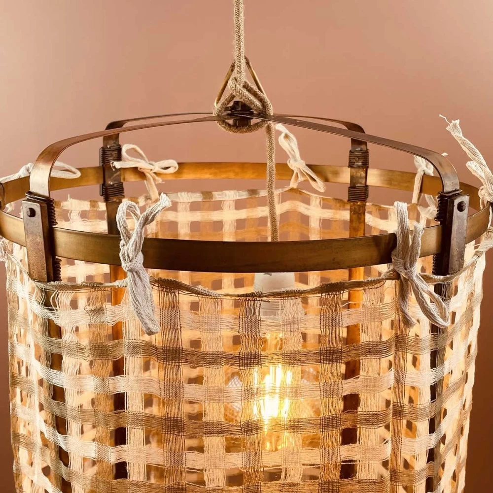 Lanterne Thaïlandaise Métal Et Tissu Ajouré Beige Et écru L 8 Lanterne Thaïlandaise Métal Et Tissu Ajouré Beige Et écru L – Image 6