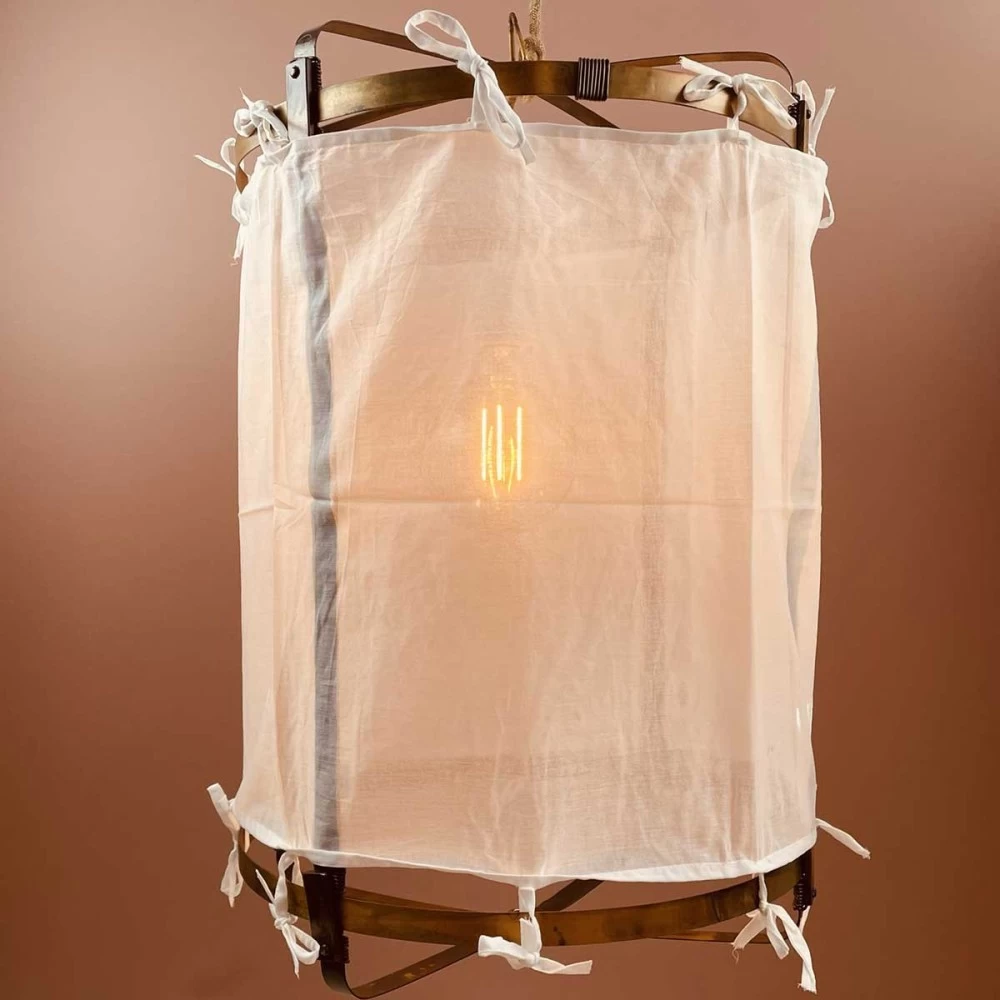 Lanterne Thaïlandaise Métal Et Tissu Beige Uni L 6 Lanterne Thaïlandaise Métal Et Tissu Beige Uni L – Image 4