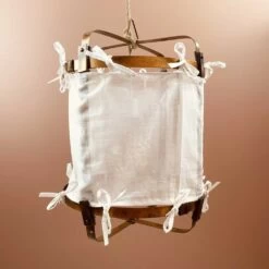 Lanterne Thaïlandaise Métal Et Tissu Blanc Uni M