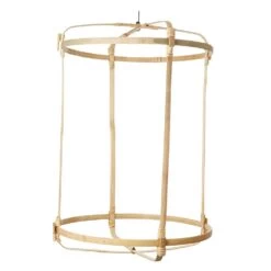 Lanterne Thaïlandaise Suspendue Bambou Et Tissu Lin Moutarde - 2 Tailles -Décor Soldes lanterne thailandaise suspendue bambou lin moutarde 3