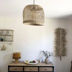 Abat Jour Pour Lampe Bohème Et Naturel Solène En Fibres Végétales Tressées