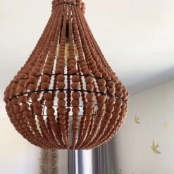 Lustre De Bali D. 40 Cm En Perles De Bois Coloris Terracota -Décor Soldes lustre bali 40 cm perles de bois terracota 2