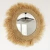 Miroir En Raphia XL Fait Main En Fibre Naturelle Avec Franges D. 60 Cm -Décor Soldes miroir en raphia naturel xl tresse franges d 60 cm