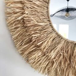 Miroir En Raphia XL Fait Main En Fibre Naturelle Avec Franges 8 Miroir En Raphia XL Fait Main En Fibre Naturelle Avec Franges -Décor Soldes miroir en raphia xl avec franges 1