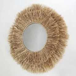 Miroir En Raphia XL Fait Main En Fibre Naturelle Avec Franges 9 Miroir En Raphia XL Fait Main En Fibre Naturelle Avec Franges -Décor Soldes miroir en raphia xl avec franges 2
