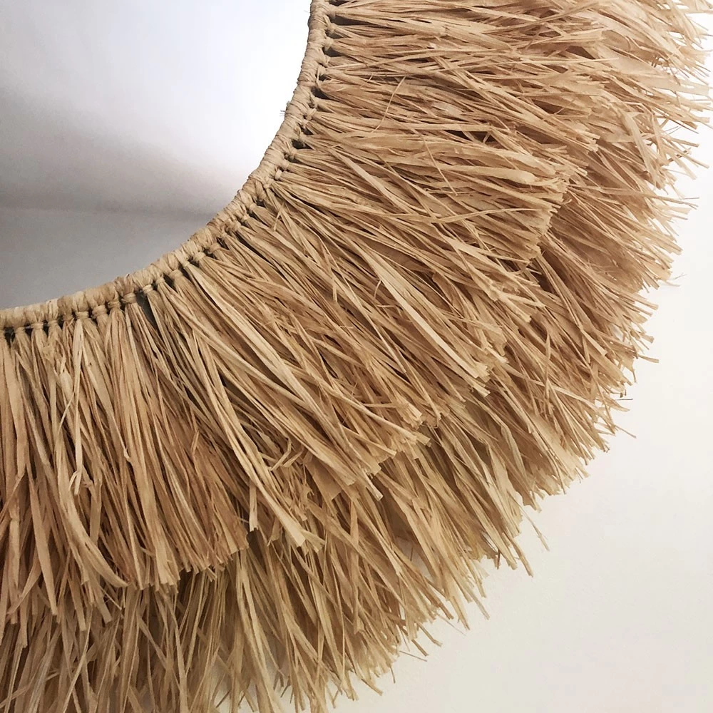 Miroir En Raphia XL Fait Main En Fibre Naturelle Avec Franges 6 Miroir En Raphia XL Fait Main En Fibre Naturelle Avec Franges – Image 4